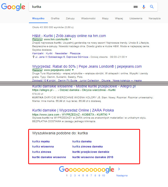 podpowiedzi Google