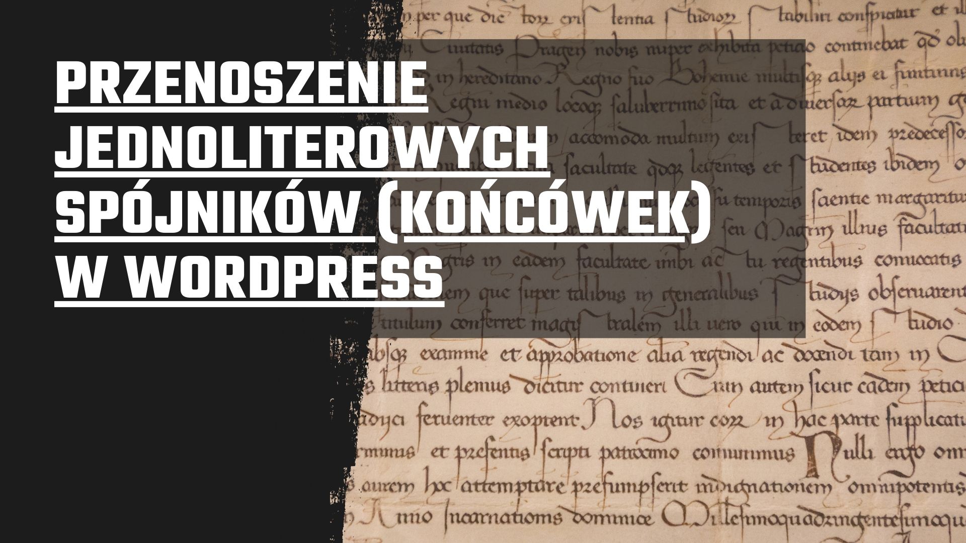 Przenoszenie jednoliterowych spójników (końcówek) w Wordpress