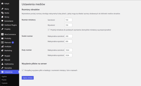 Ograniczenie tworzenia różnych wersji grafiki przesłanej do biblioteki mediów w Wordpress