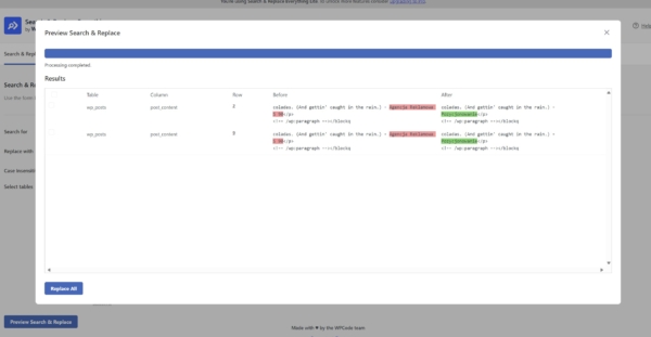 Testujemy wtyczkę wtyczkę Search & Replace Everything od WPCode