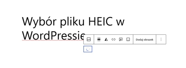 Zdjęcie HEIC zatrzymane na&nbsp;etapie przetwarzania w&nbsp;edytorze WordPressa 7.1.