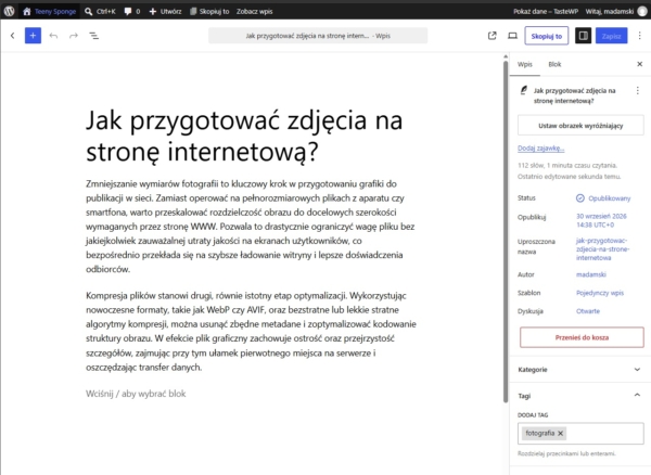 Wpis testowy z przypisanym tagiem, którego nie używamy w tytule ani treści